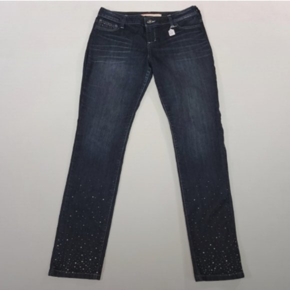 S & P  ♡ Gorgeous Black Stretchy Denim Embellished Bling Skinny Jeans 10|12 Long - Picture 13 of 17